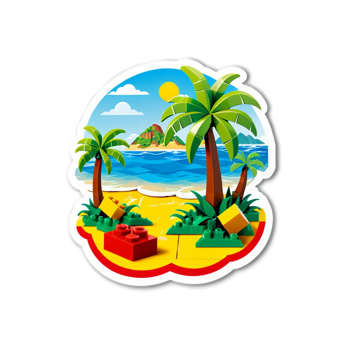 Lego beach, colored Lego sticker