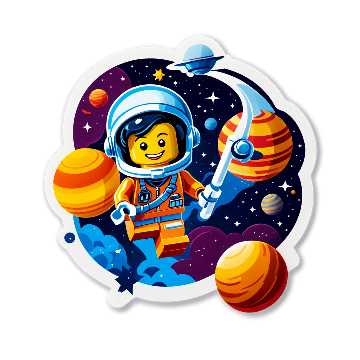 Lego astronaut, colored Lego sticker