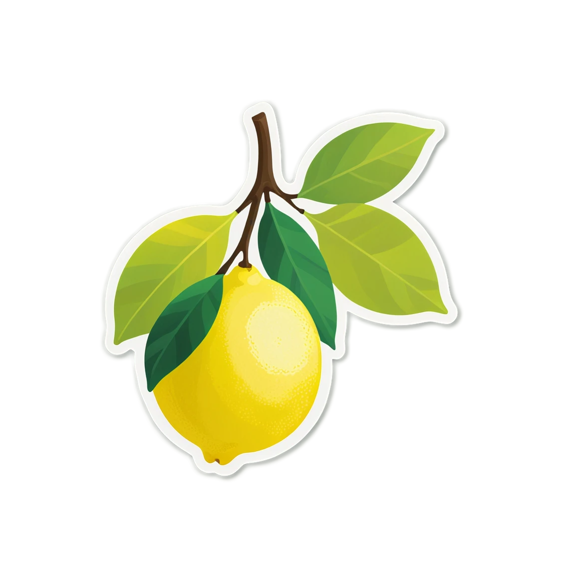 Whole lemon on a branch, lemon sticker