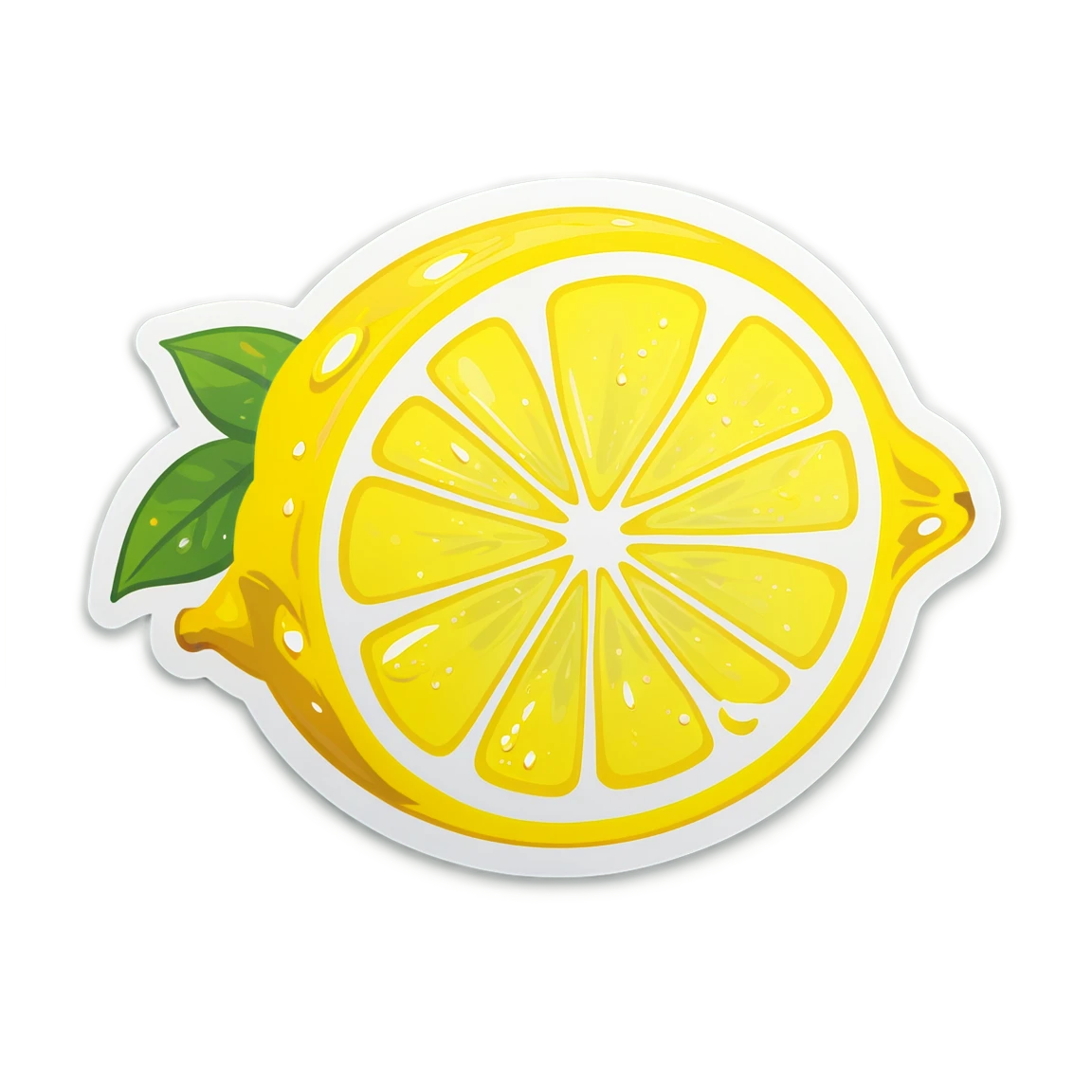 Lemon with water drops, lemon sticker