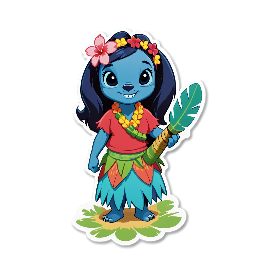 Lilo and Stitch sticker with hula skirt