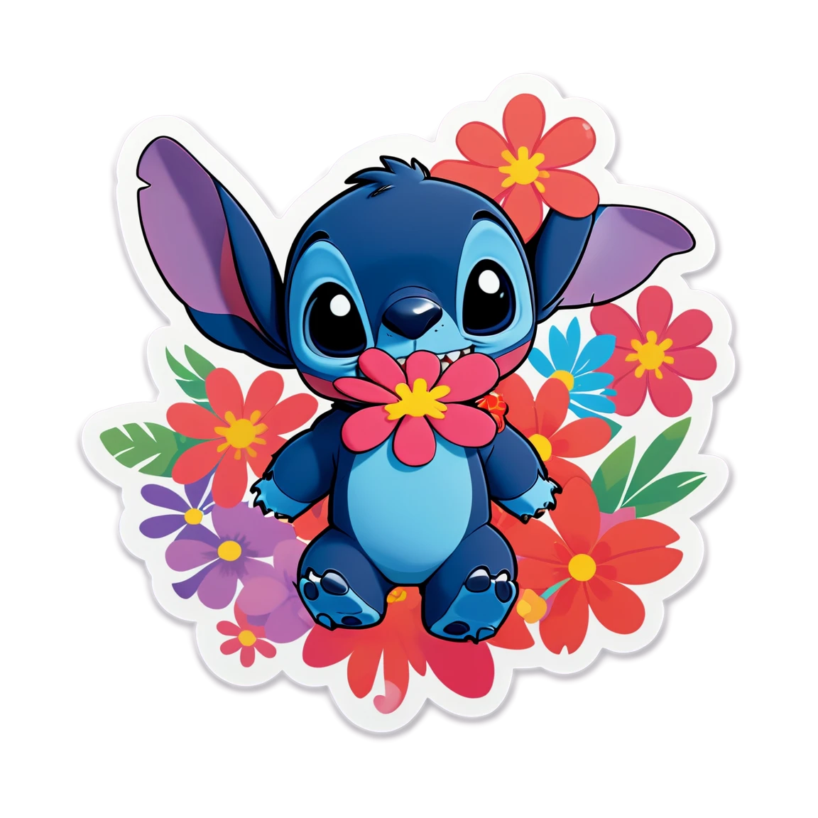 Lilo and Stitch sticker with flowers