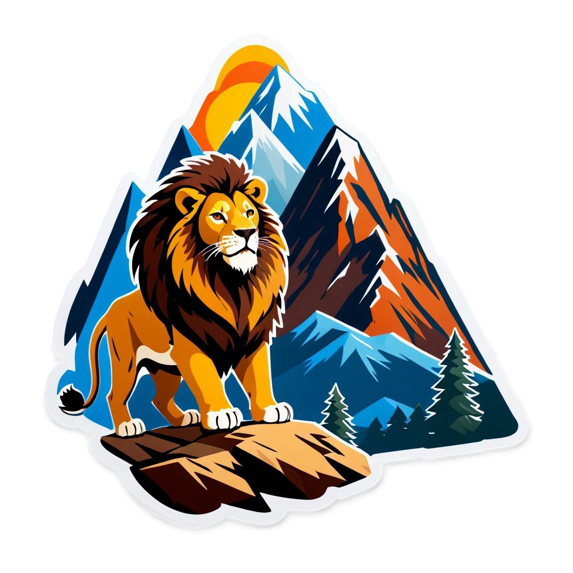 Lion with a mountain, lion sticker