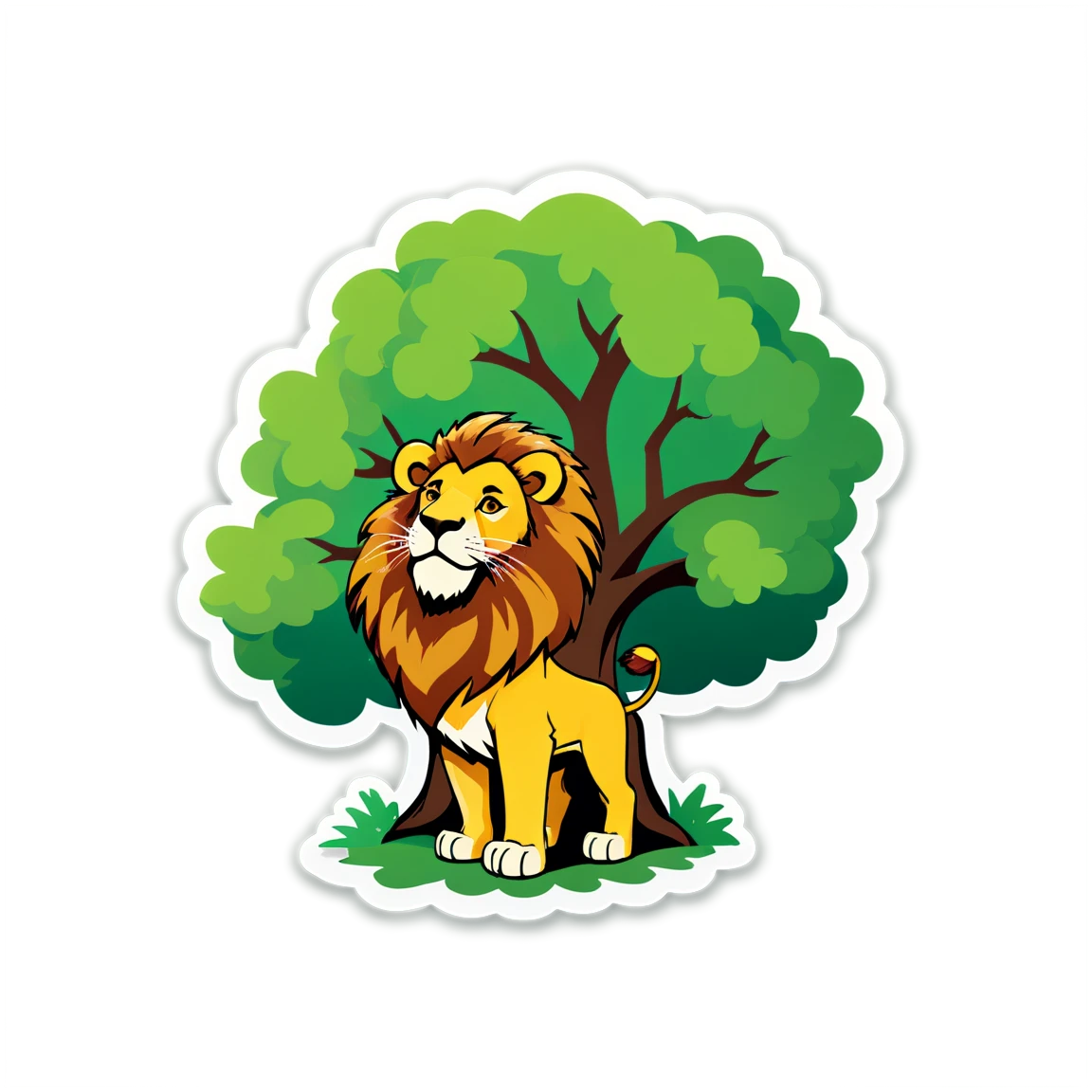 Lion with a tree, lion sticker