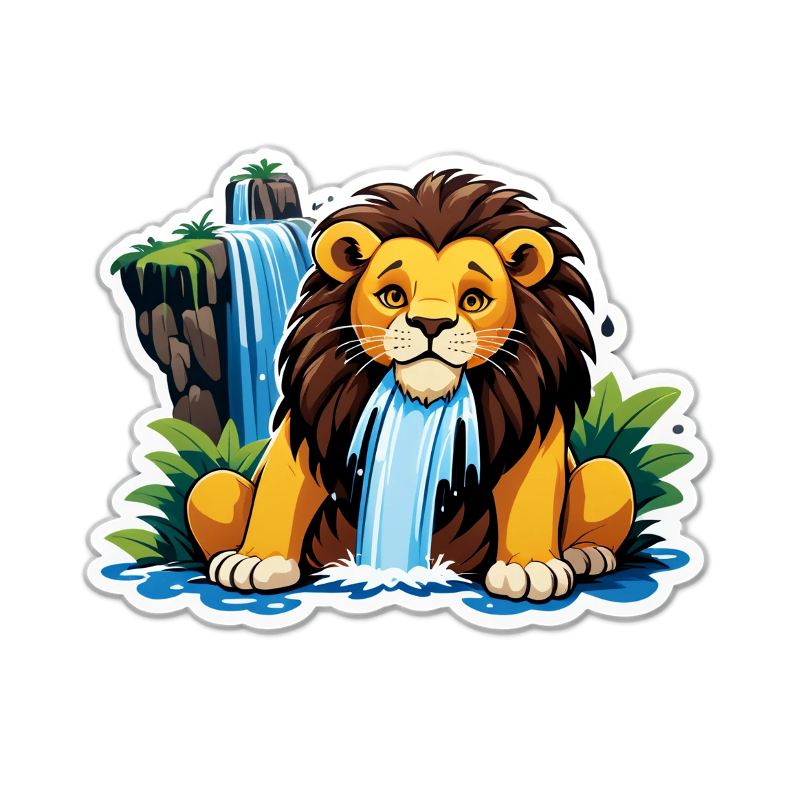 Lion with a waterfall, lion sticker