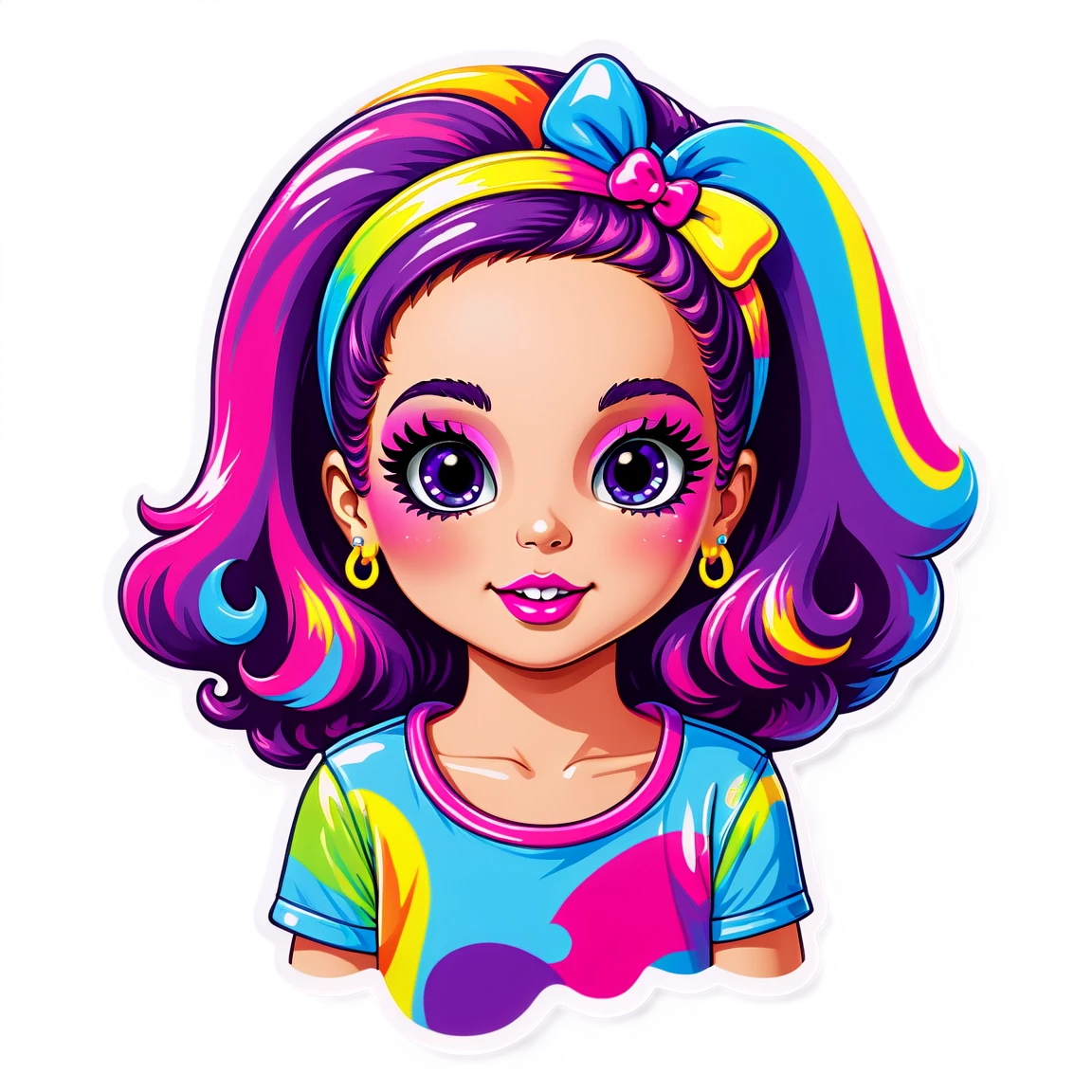 Lisa Frank wearing retro 80s fashion