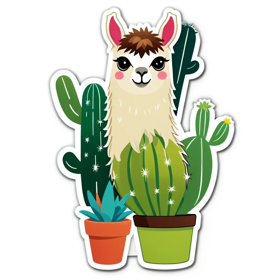 Llama with cactus, llama sticker