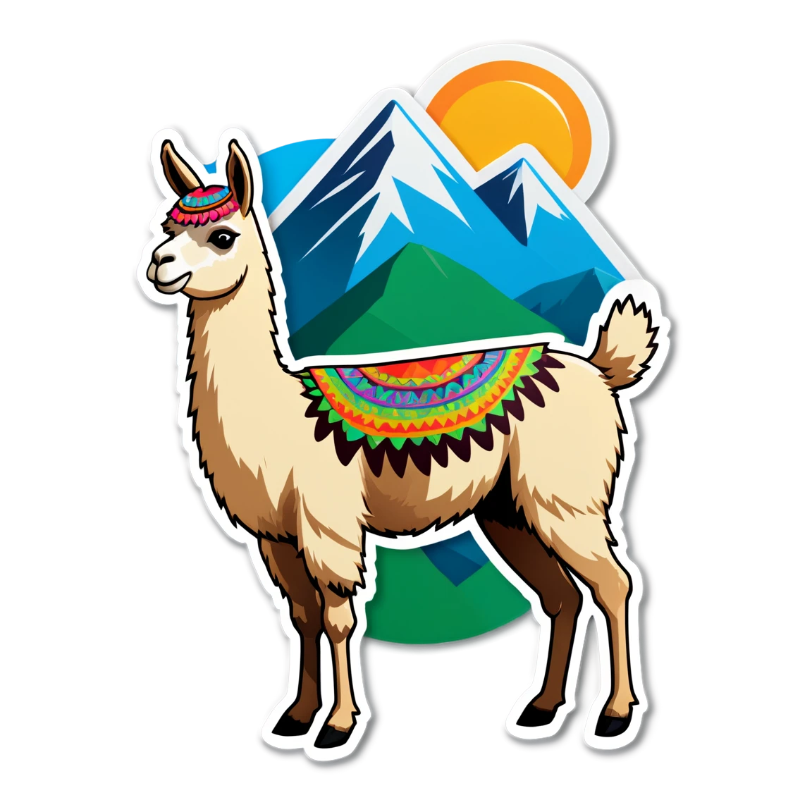 Llama with mountain background, llama sticker