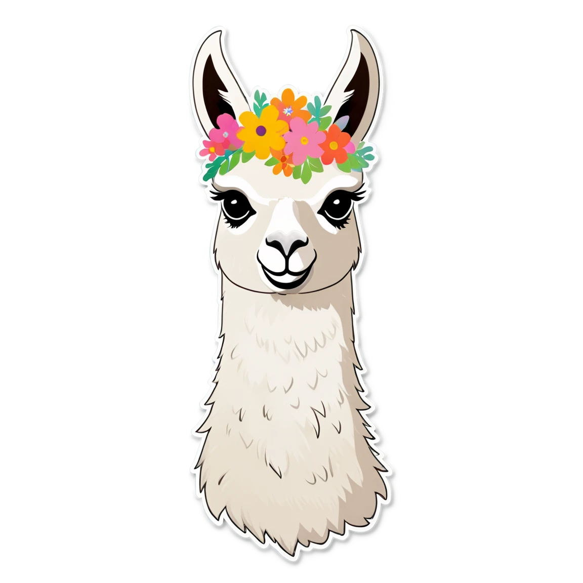 Llama with flowers, llama sticker