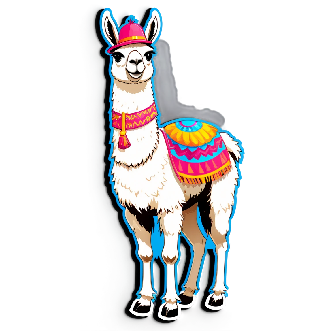 Llama wearing a hat, llama sticker