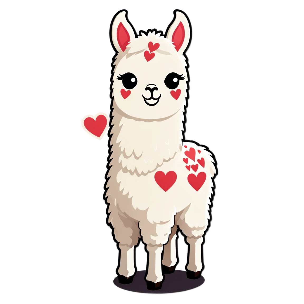 Llama with hearts, llama sticker