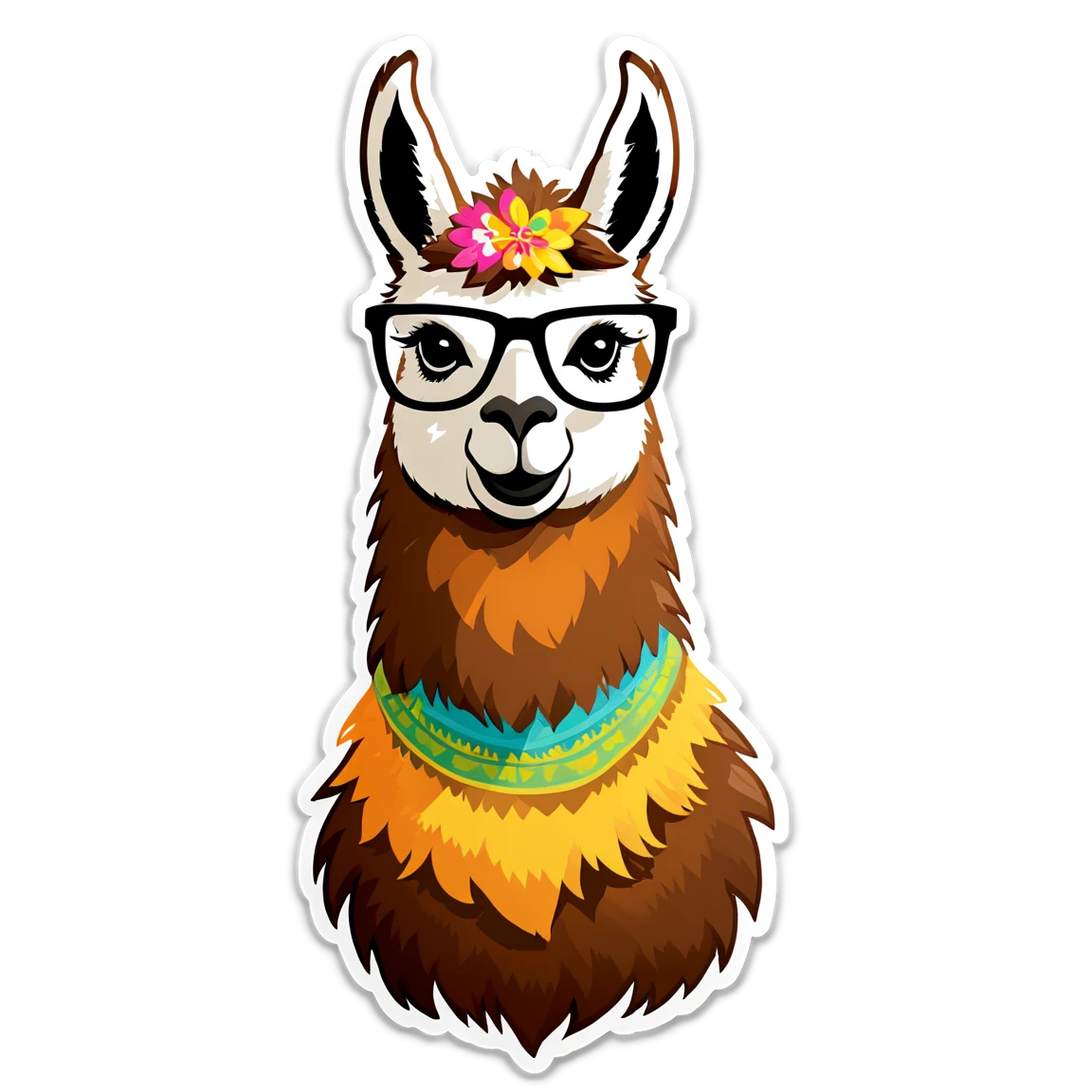 Llama with glasses, llama sticker