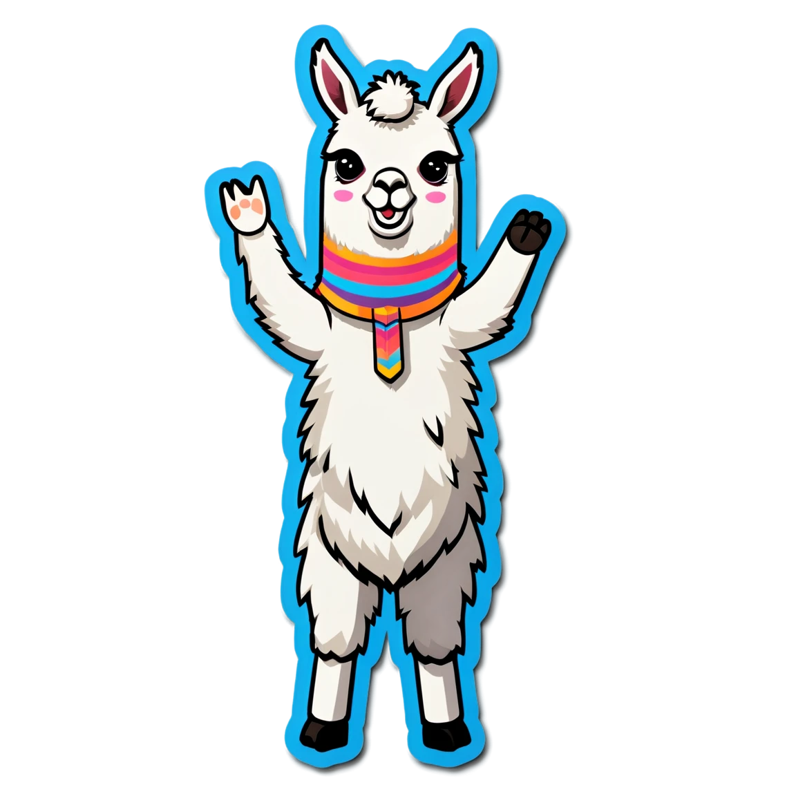 Llama waving, llama sticker