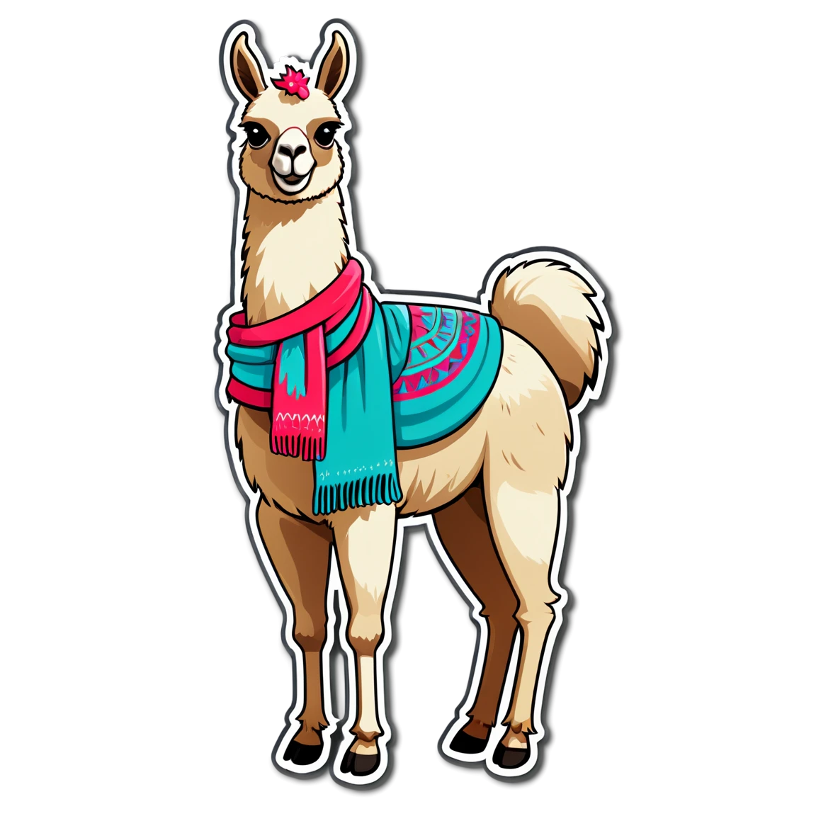 Llama with scarf, llama sticker