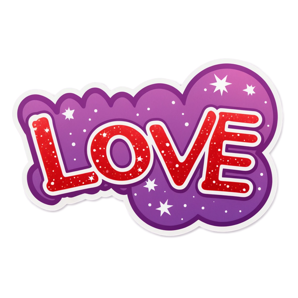 Love sticker with sparkles