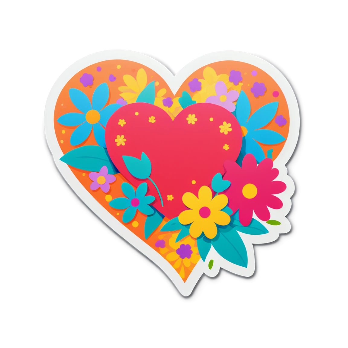 Love sticker with flowers