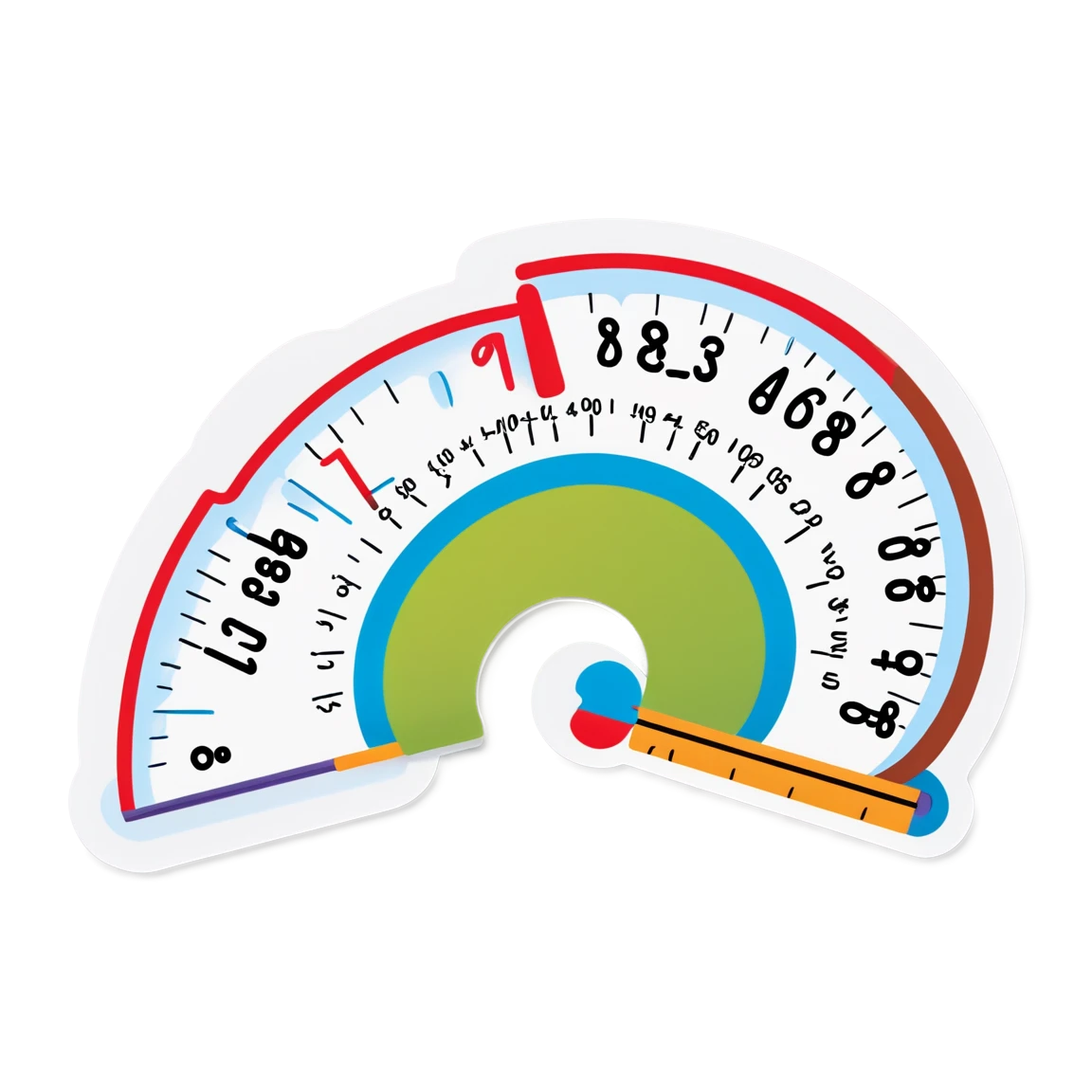 Math holding a protractor, math sticker