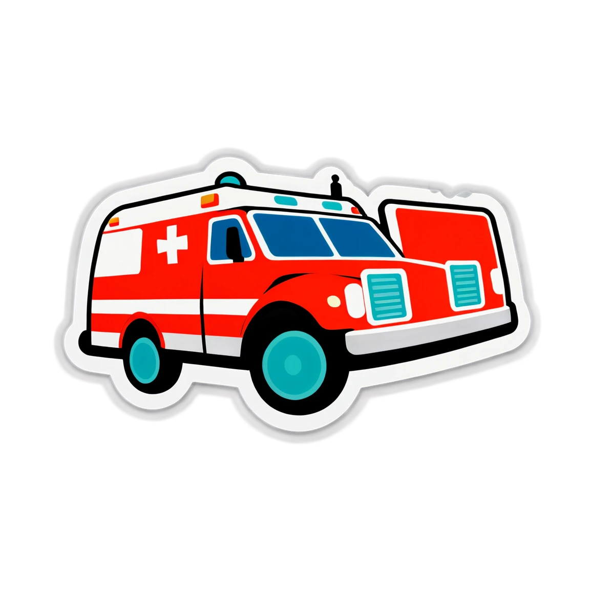 Medical sticker with ambulance