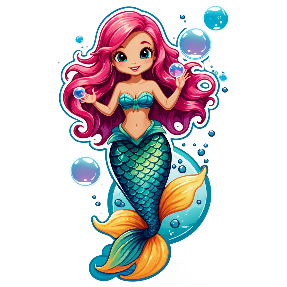 Mermaid with bubbles, mermaid sticker