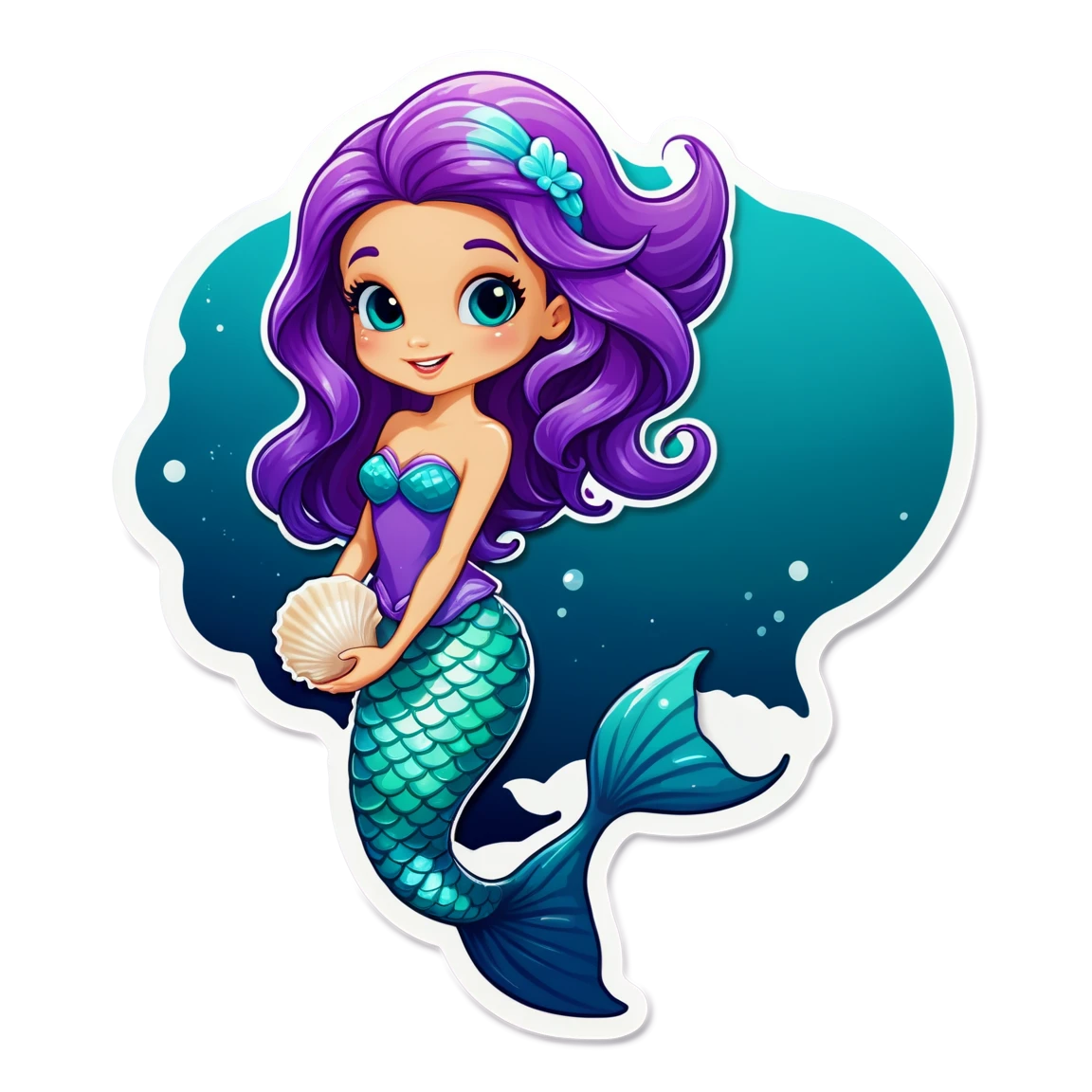 Mermaid holding a seashell, mermaid sticker