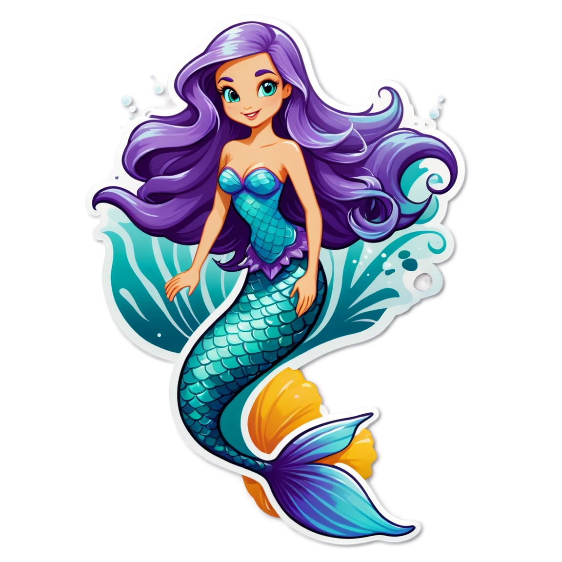 Mermaid under the sea, mermaid sticker