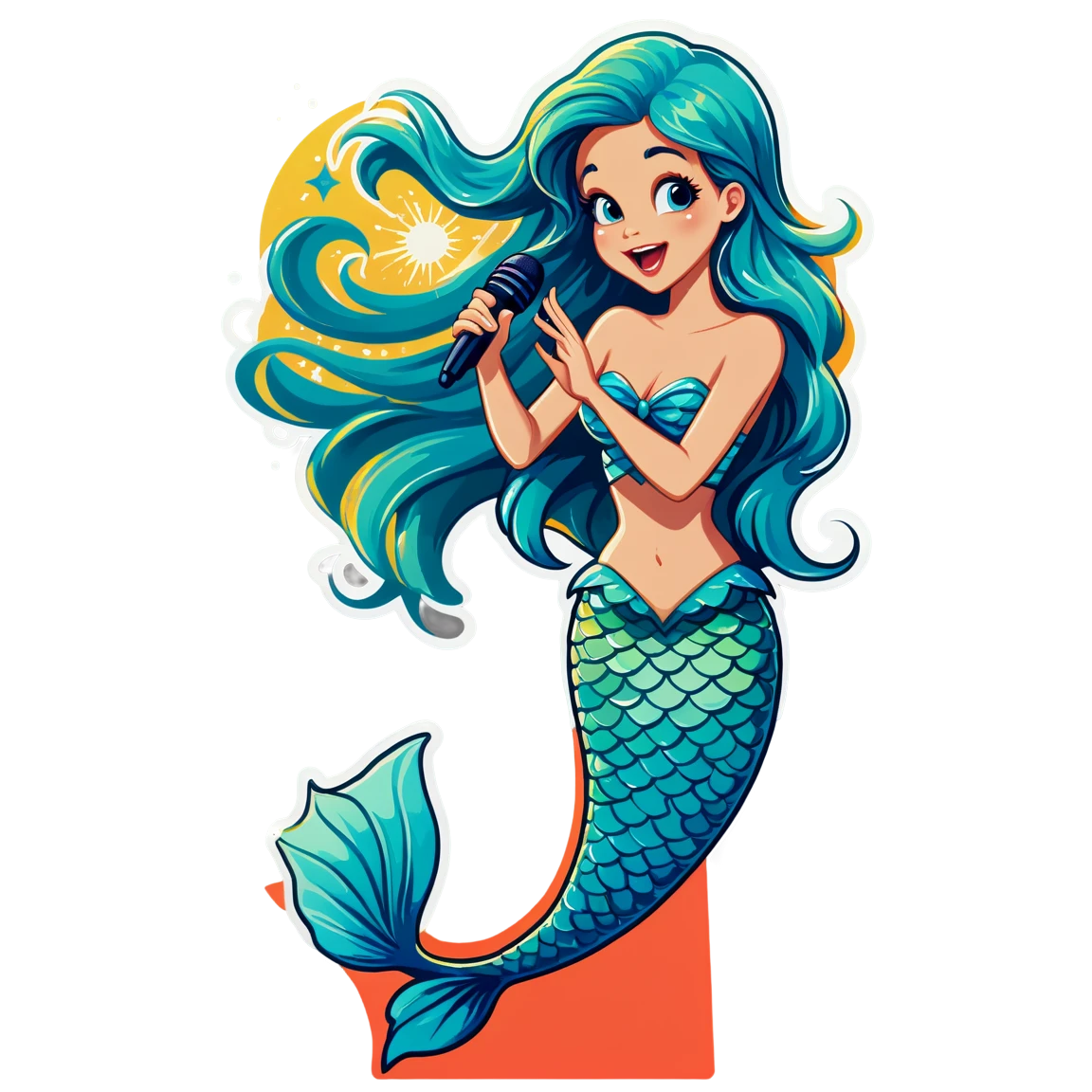 Mermaid singing, mermaid sticker