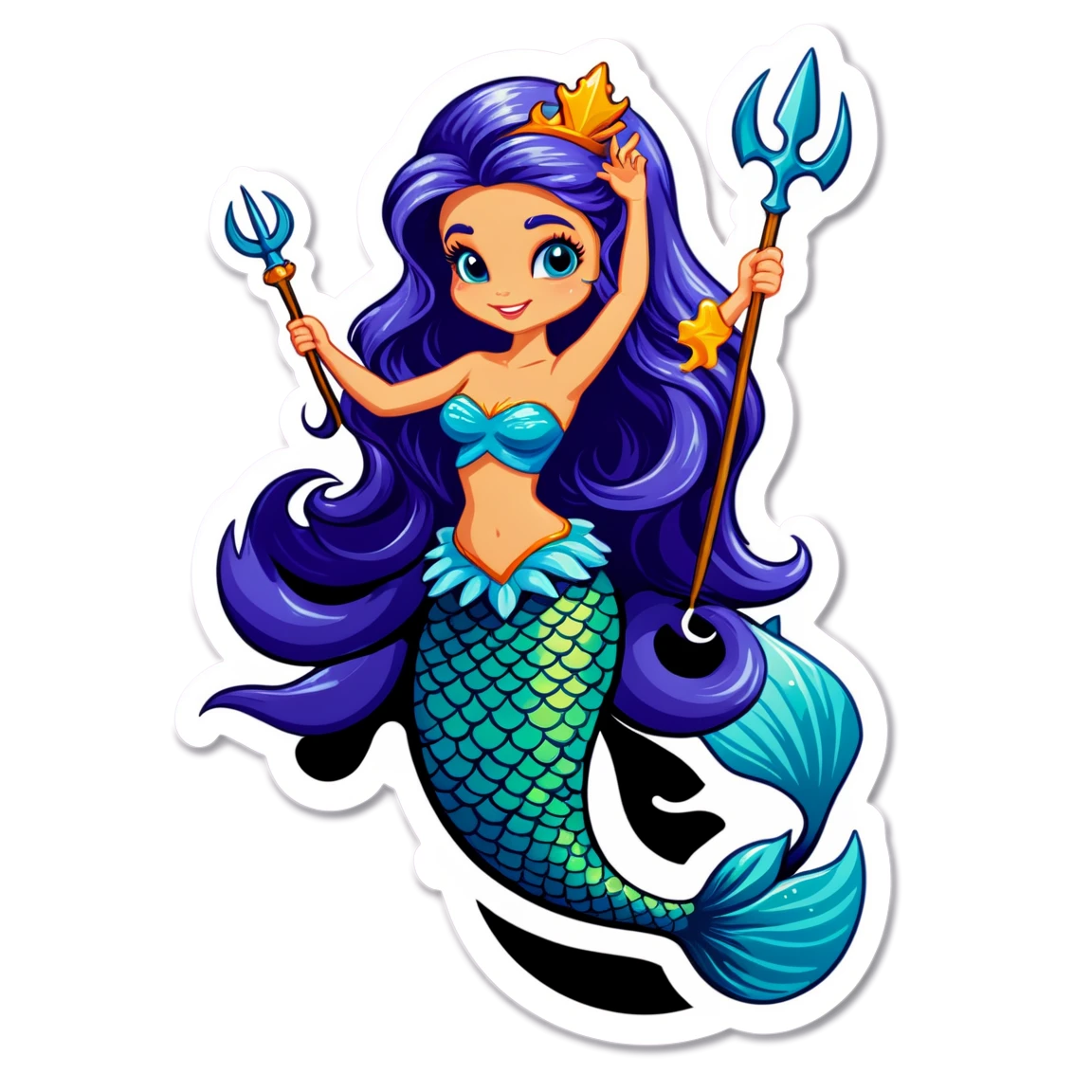 Mermaid holding a trident, mermaid sticker