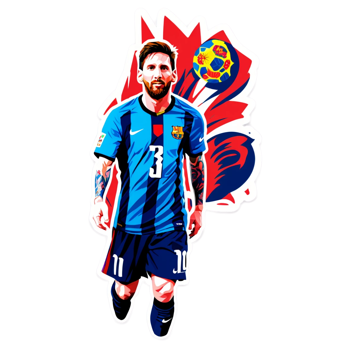 Messi with fans, football player sticker, Messi sticker