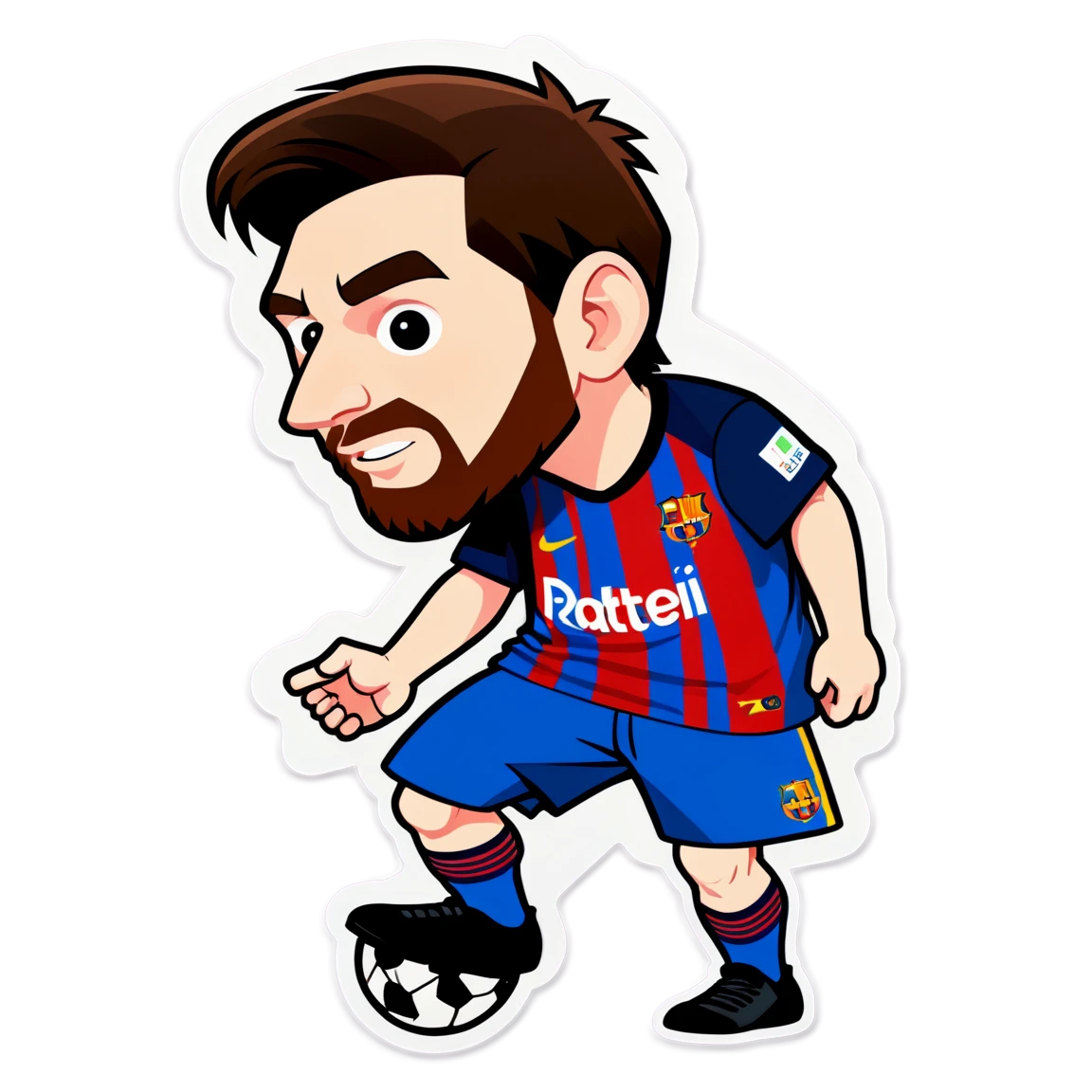 Messi with short hair, football player sticker, Messi sticker