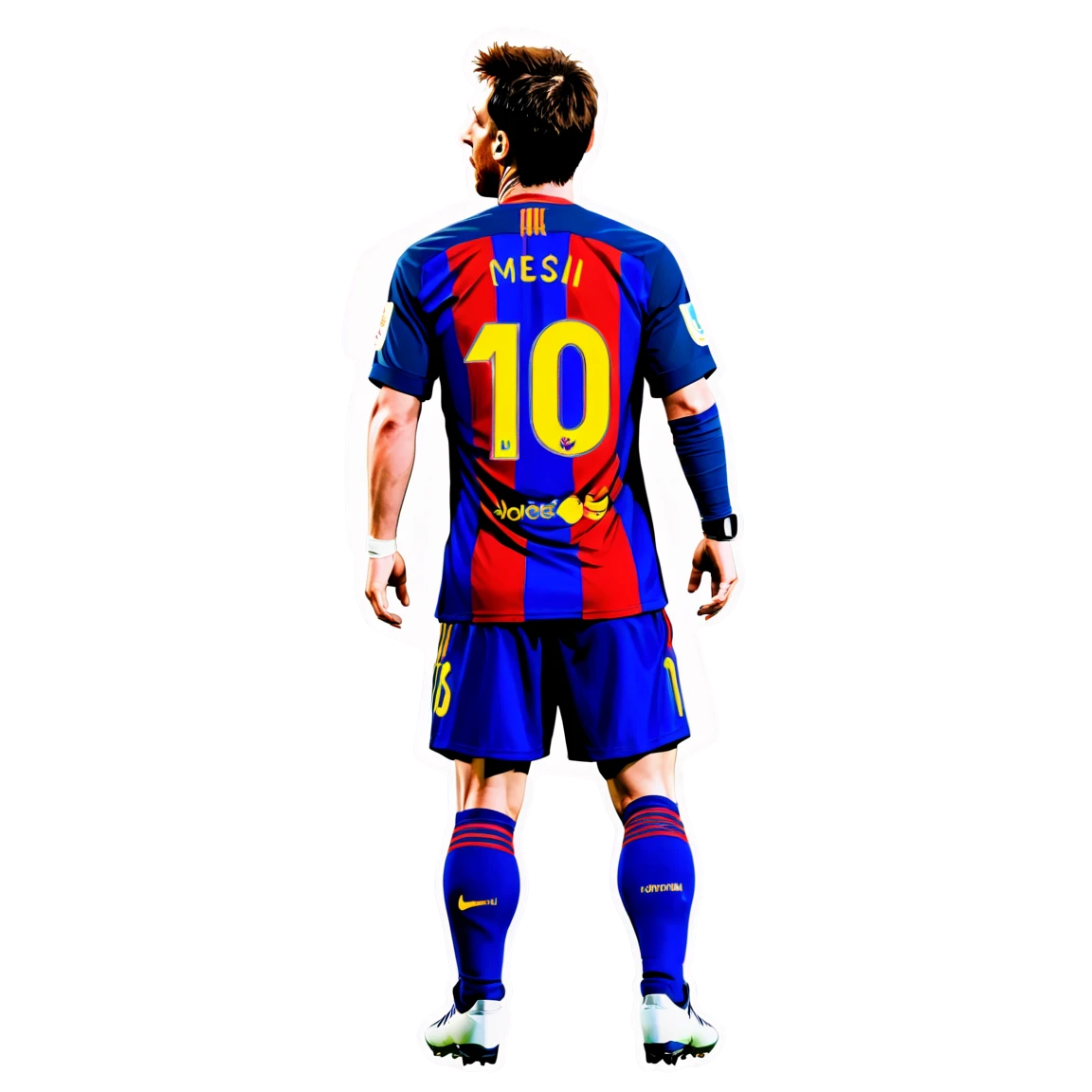 Messi with a captain's armband, football player sticker, Messi sticker