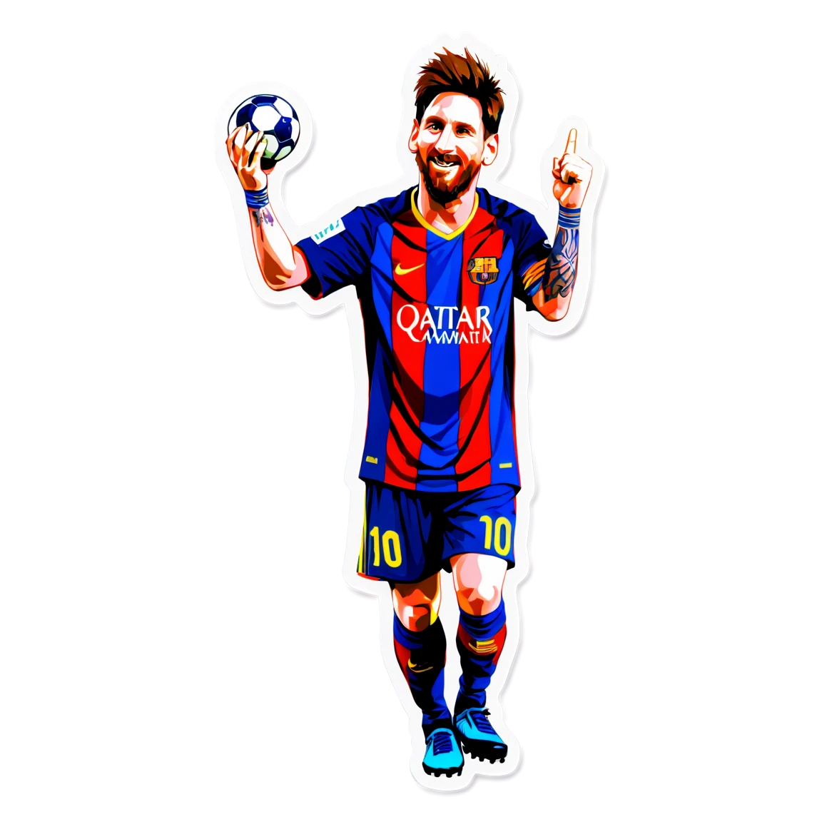 Messi with a hat-trick ball, football player sticker, Messi sticker