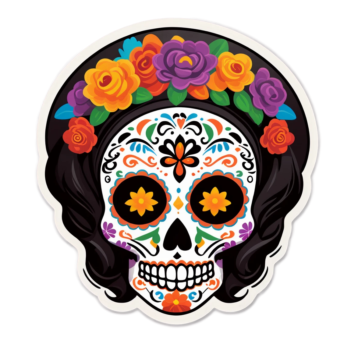 Mexican sticker with Day of the Dead makeup, Mexican sticker