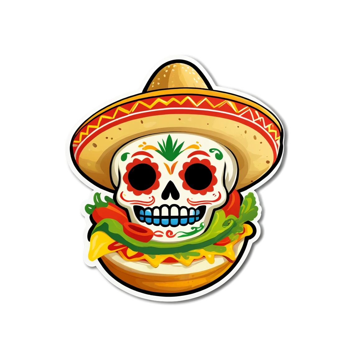 Mexican sticker with street food, Mexican sticker