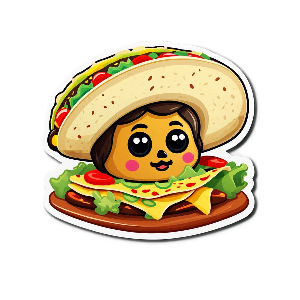 Mexican sticker with taco, Mexican sticker