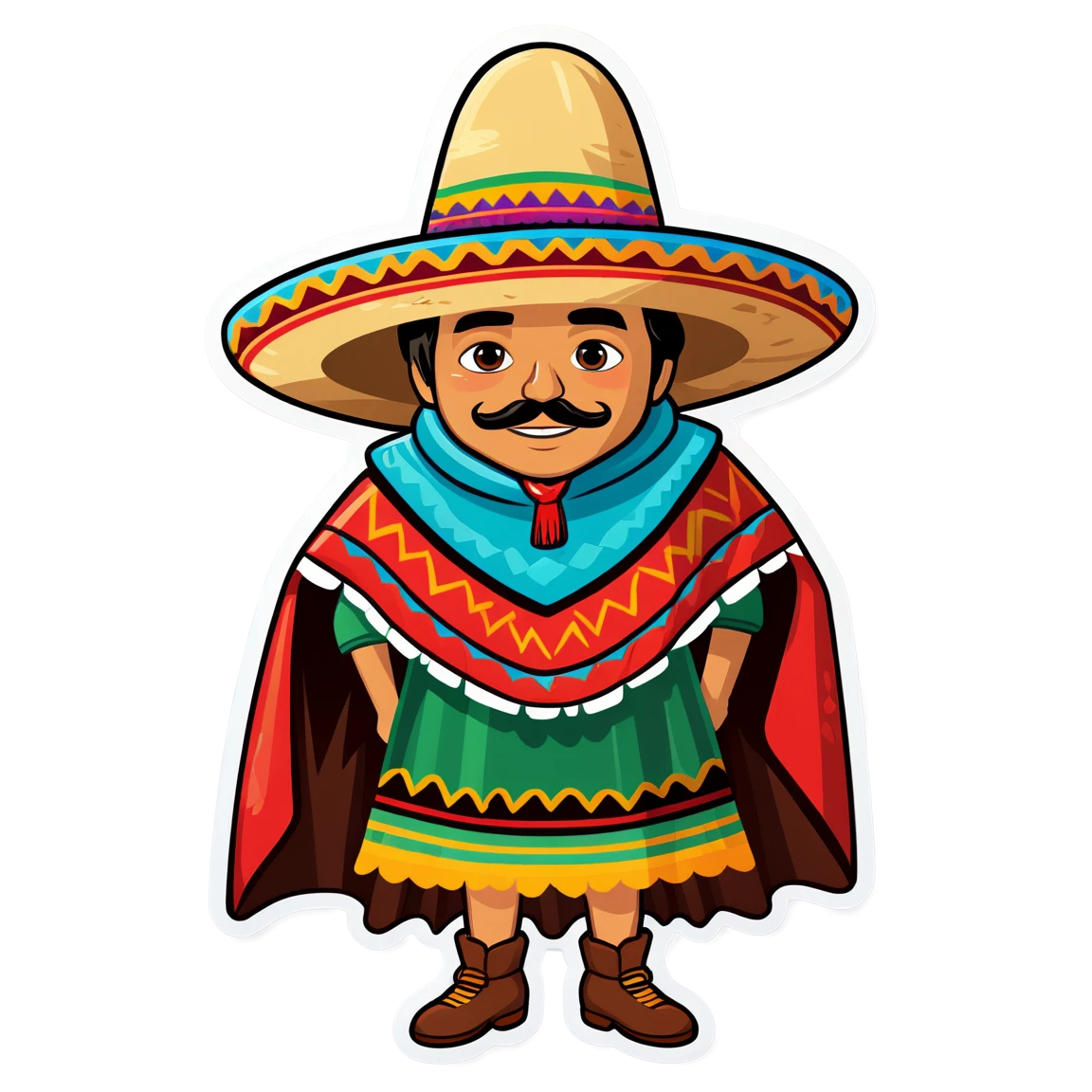 Mexican sticker with poncho, Mexican sticker