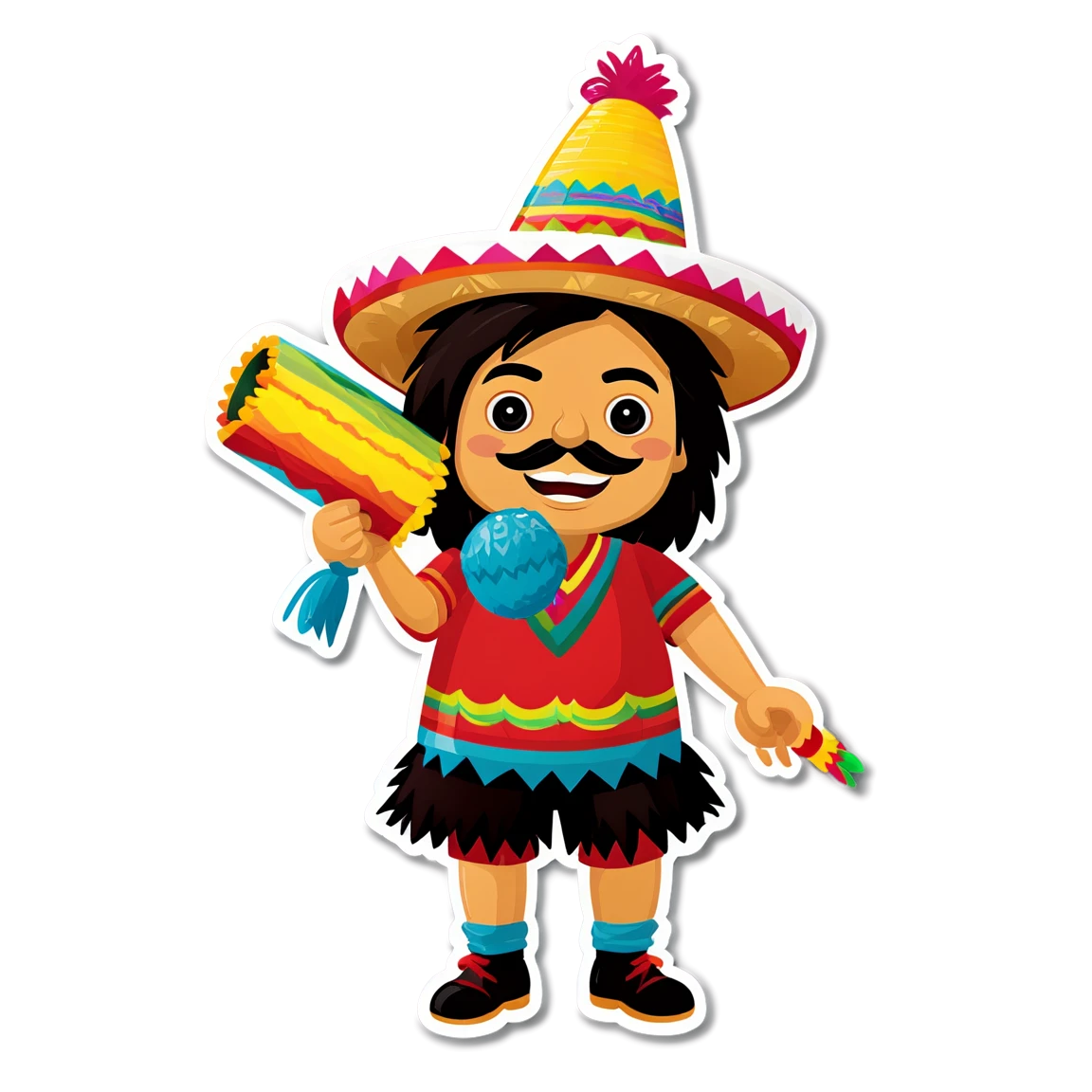 Mexican sticker holding a piñata, Mexican sticker