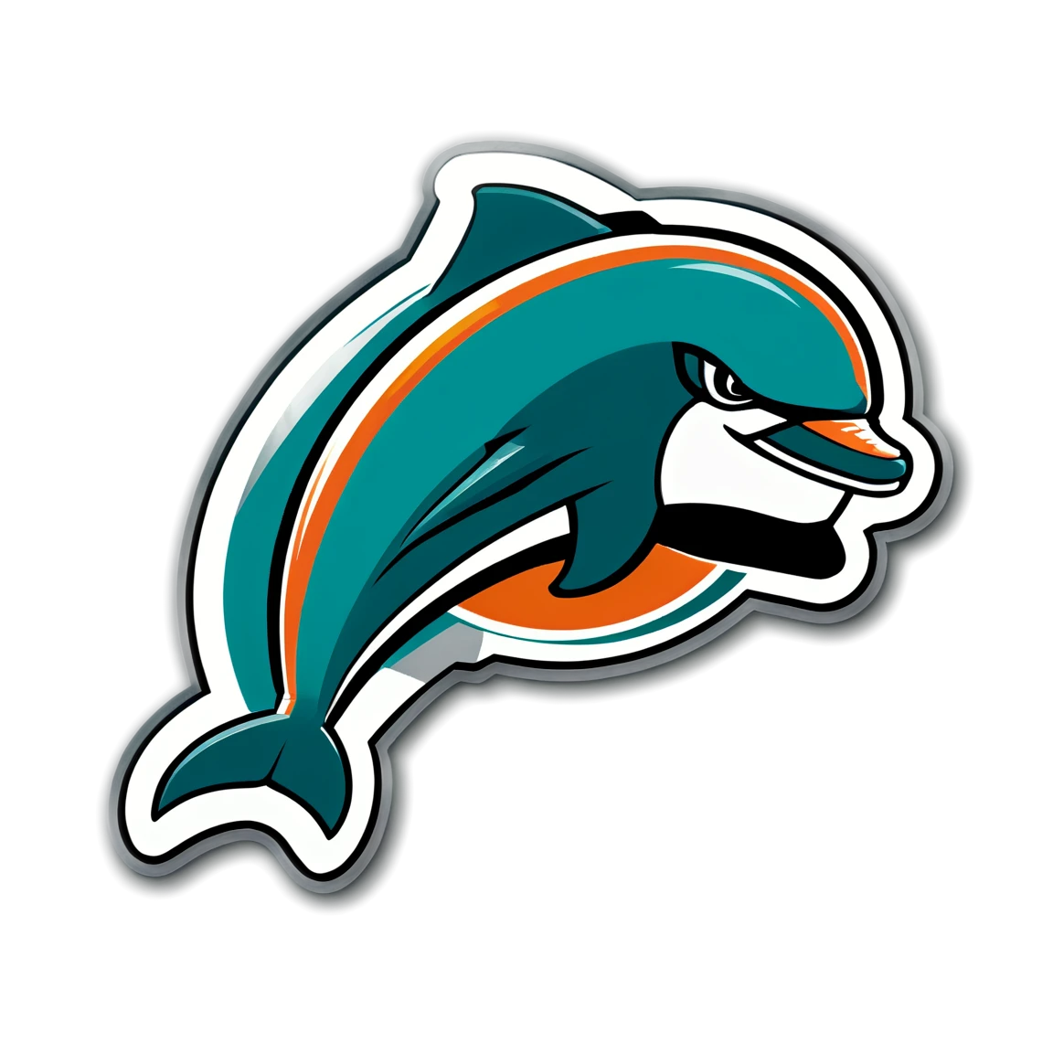 Miami Dolphins with team logo, football sticker, Miami Dolphins sticker