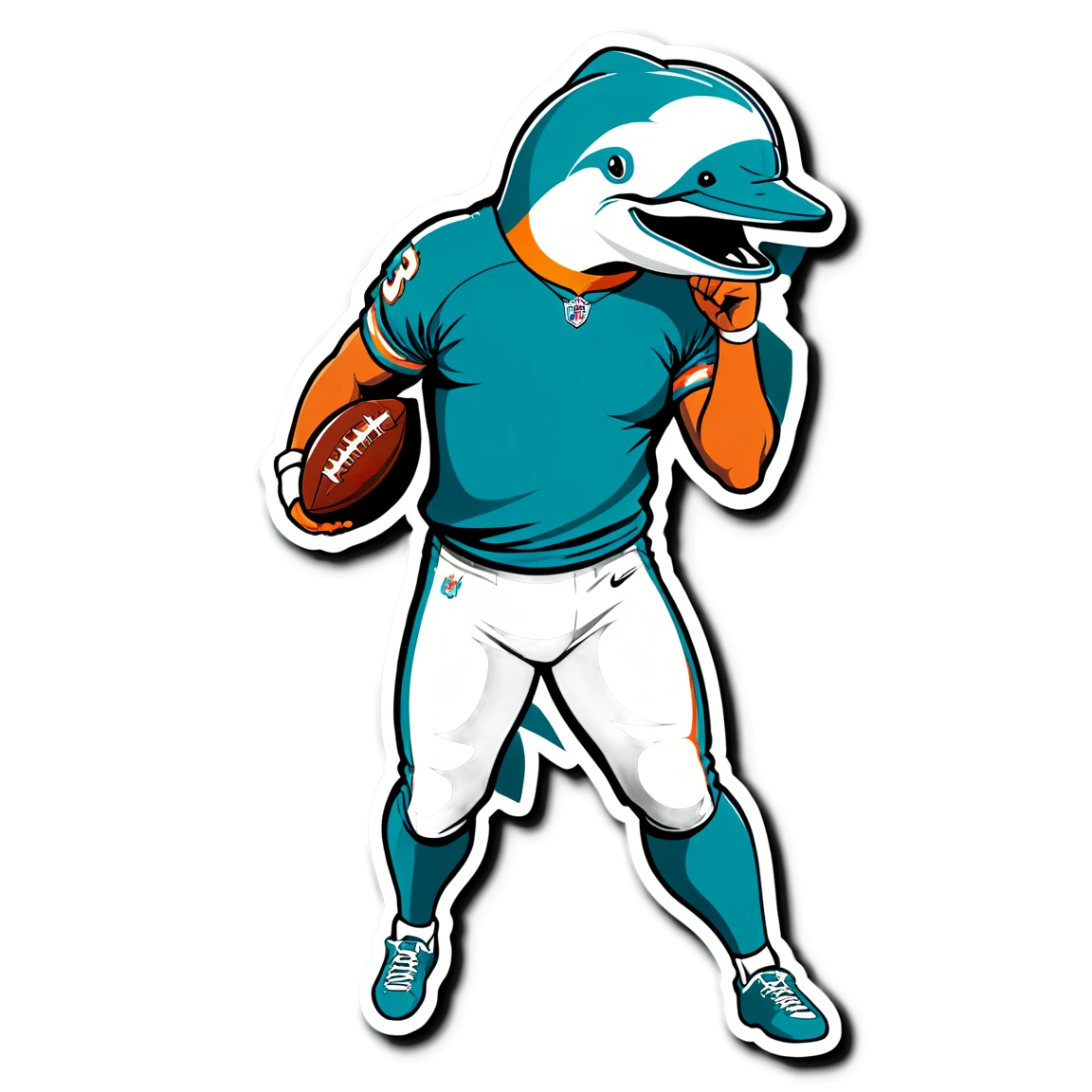 Miami Dolphins wearing a jersey, football sticker, Miami Dolphins sticker