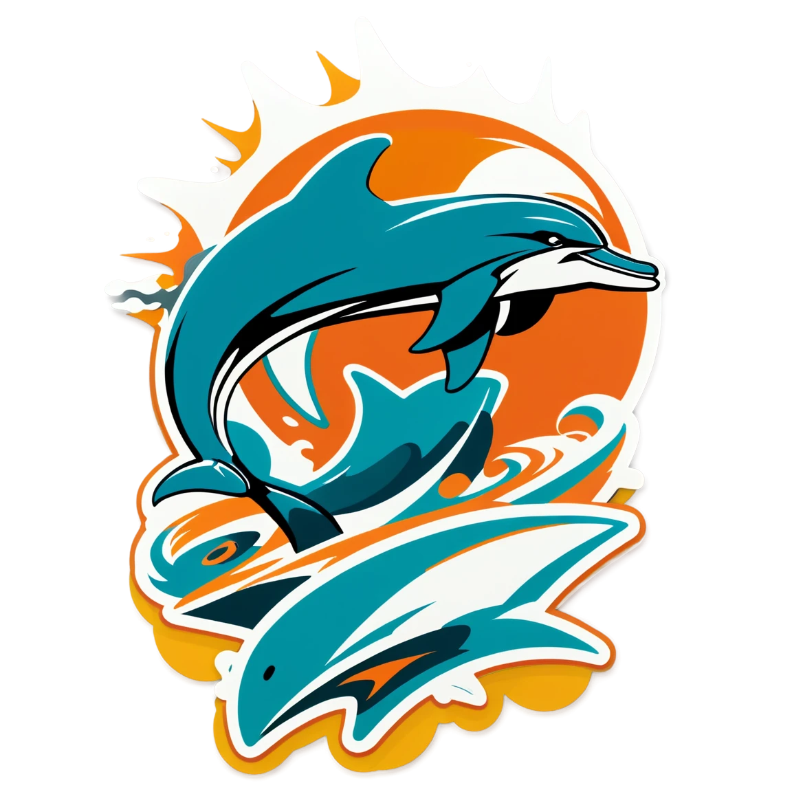 Miami Dolphins in action, football sticker, Miami Dolphins sticker