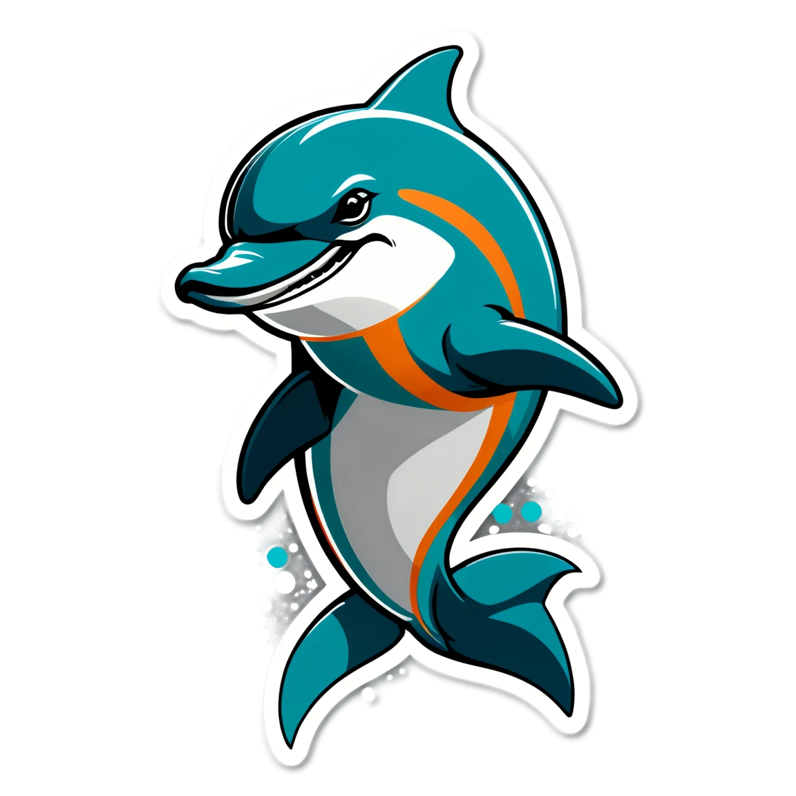 Miami Dolphins with dolphin mascot, football sticker, Miami Dolphins sticker