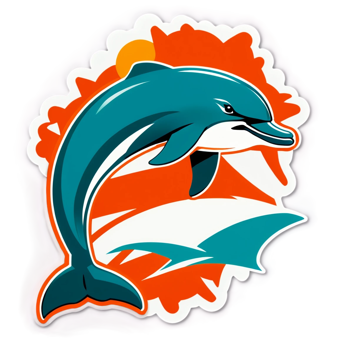 Miami Dolphins in team colors, football sticker, Miami Dolphins sticker