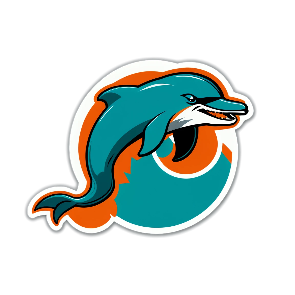 Miami Dolphins holding a football, football sticker, Miami Dolphins sticker