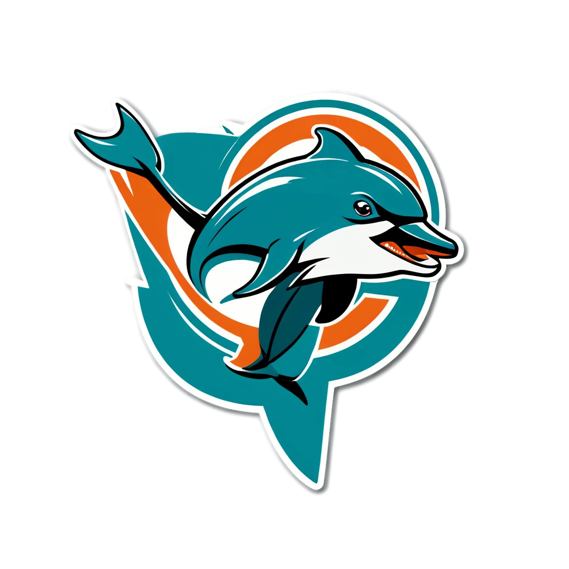 Miami Dolphins with cheerleaders, football sticker, Miami Dolphins sticker