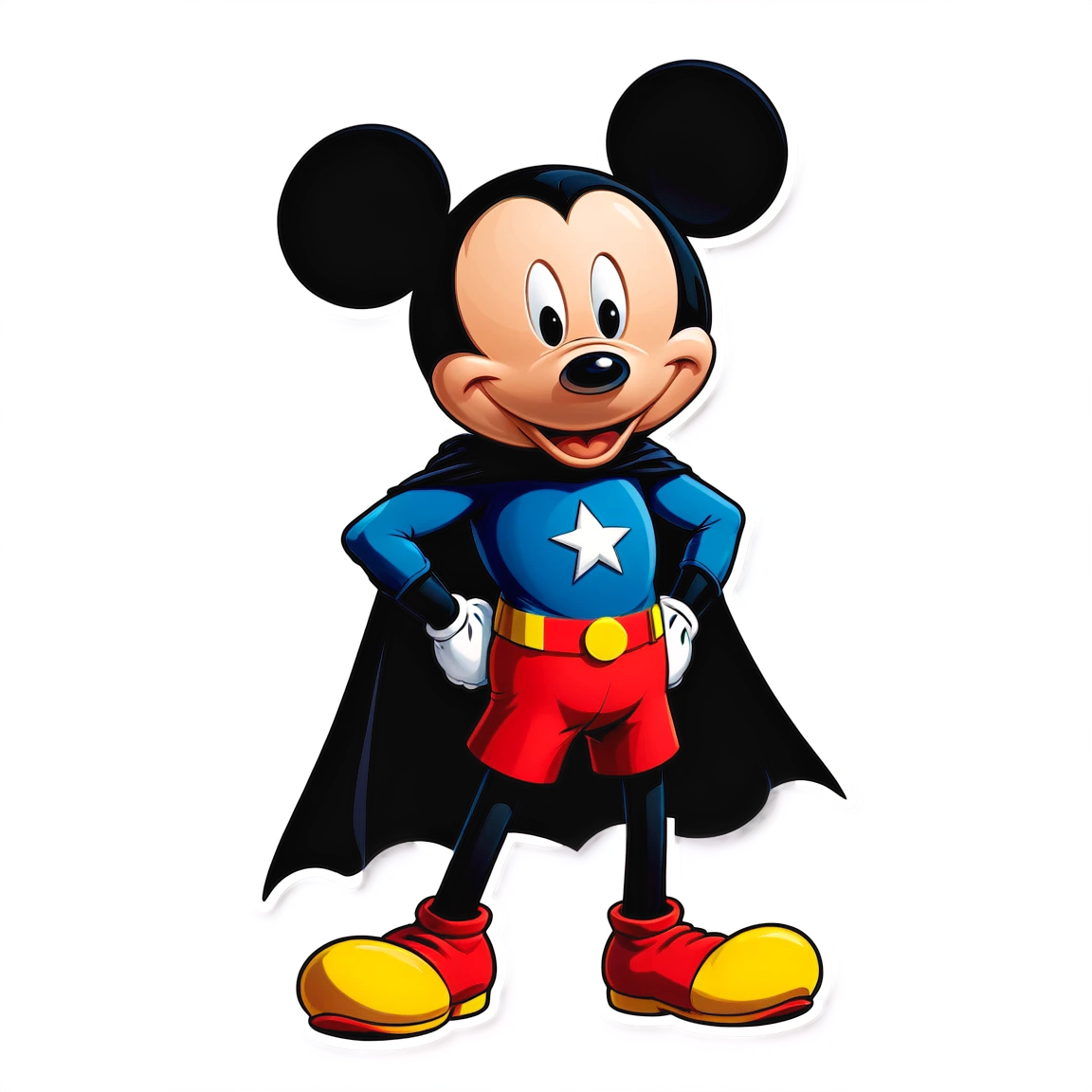 Mickey Mouse wearing a superhero costume, Mickey Mouse sticker