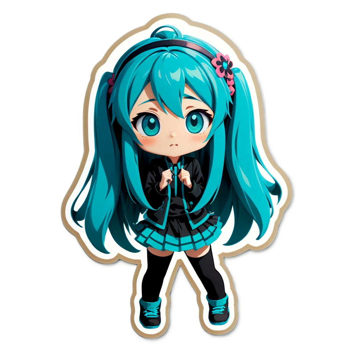 Miku with teal hair, singer sticker, Miku sticker