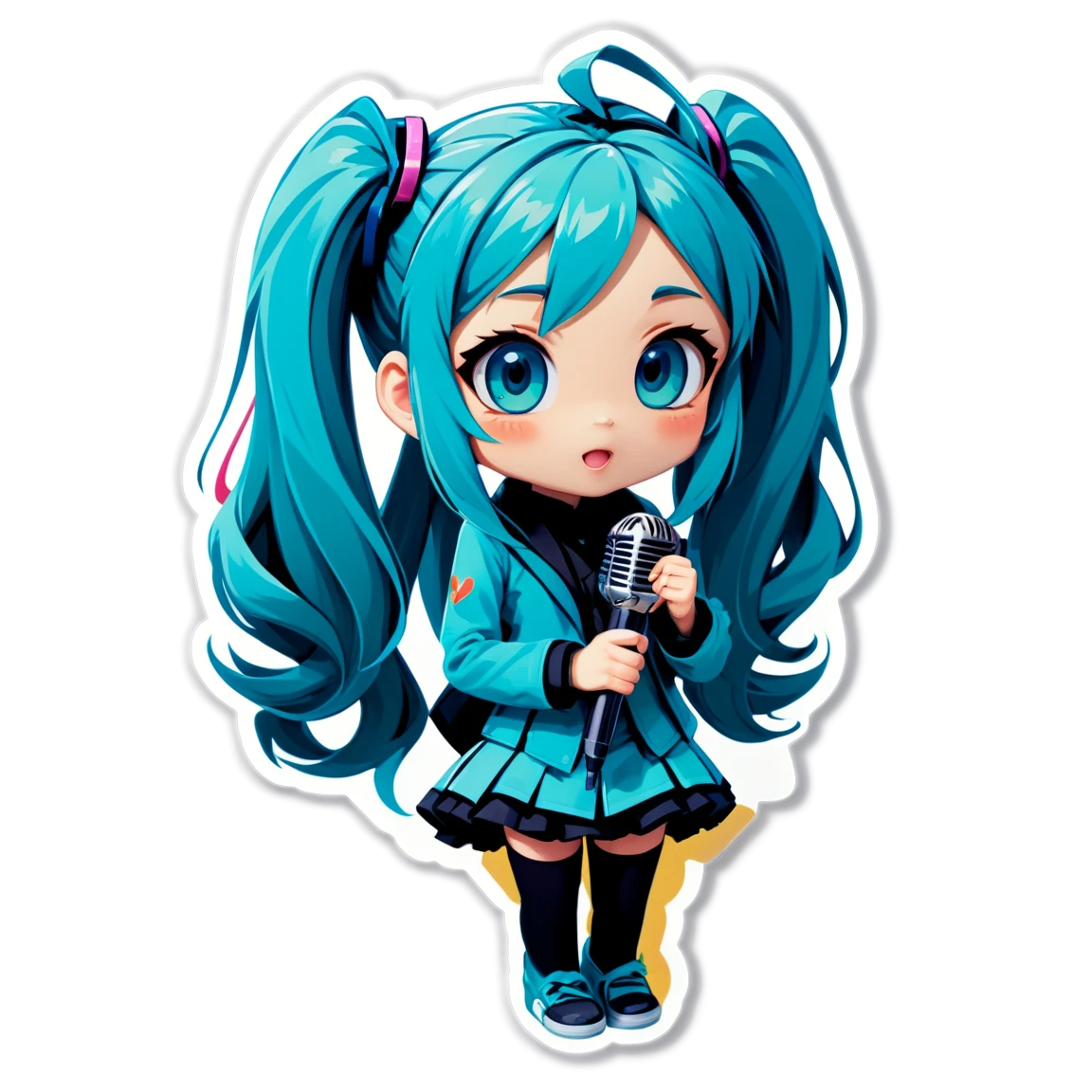 Miku holding a microphone, singer sticker, Miku sticker