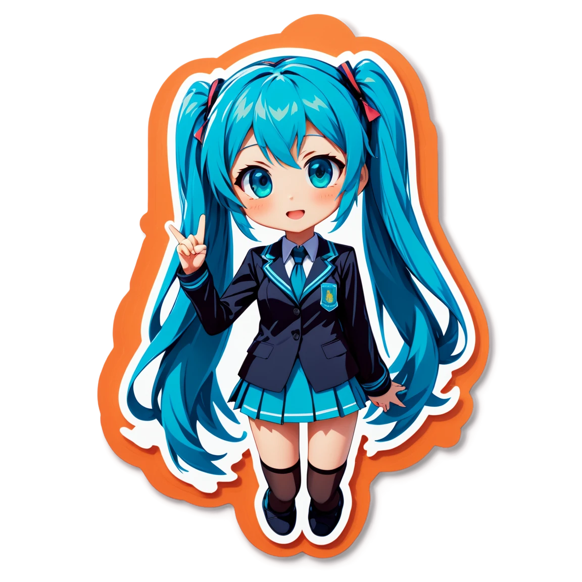 Miku wearing a school uniform, singer sticker, Miku sticker