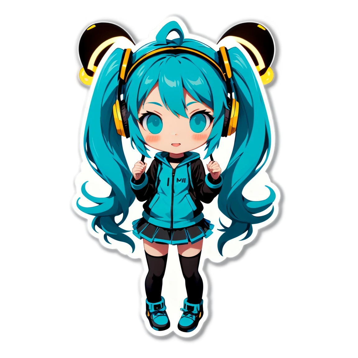 Miku with glowing headphones, singer sticker, Miku sticker