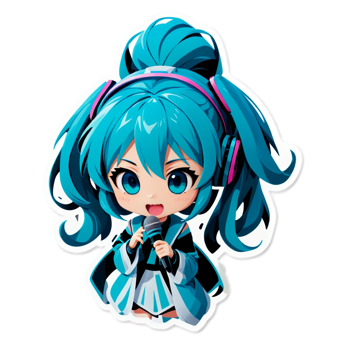 Miku singing, singer sticker, Miku sticker