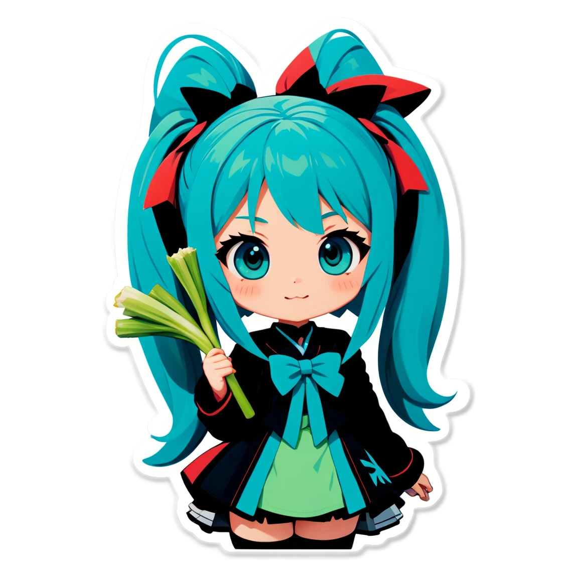 Miku holding a leek, singer sticker, Miku sticker